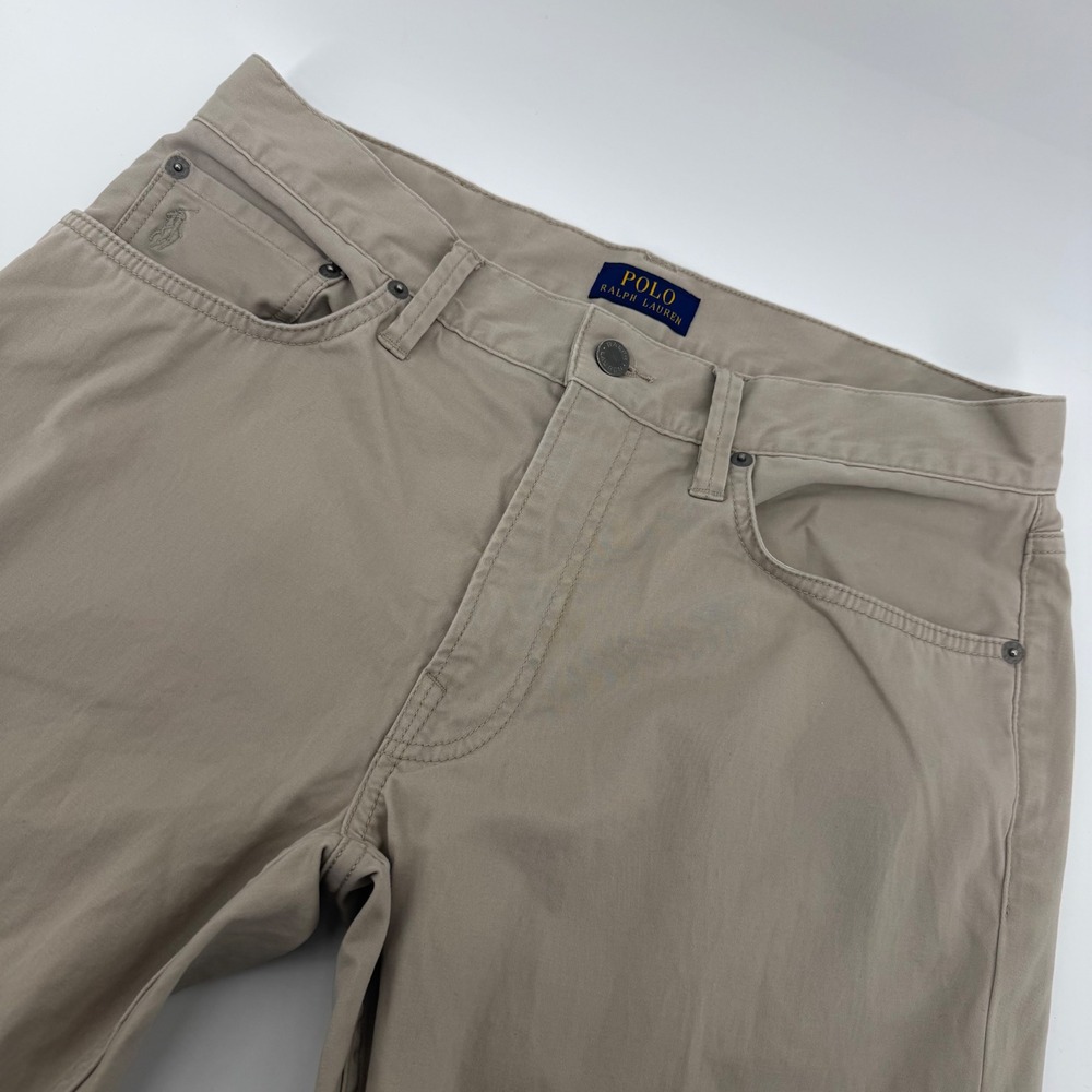 Polo Ralph Lauren Pants Mens 32/34 Tan Khaki Varick Slim Straight Five Pocket